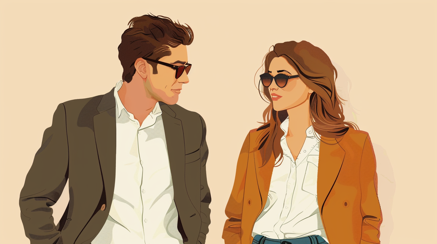 man and woman on a date with sunglasses